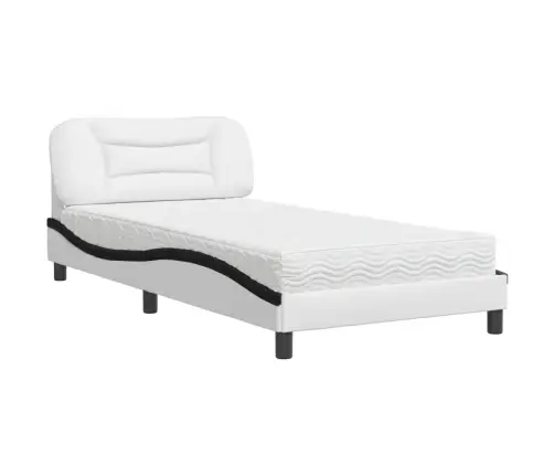 Lova Su Čiužiniu, Hvar, Balta Ir Juoda, 100X200cm Dirbtinė Oda