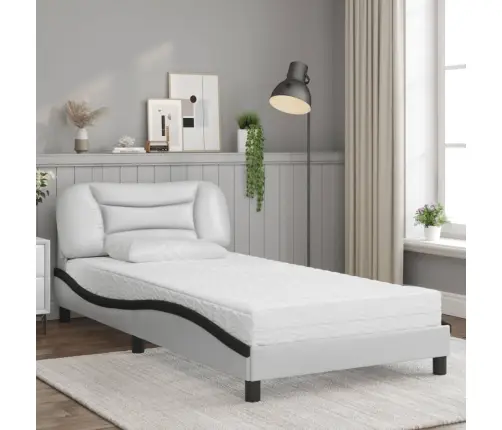 Lova Su Čiužiniu, Hvar, Balta Ir Juoda, 100X200cm Dirbtinė Oda