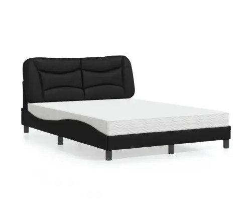 Gulta Ar Matraci, Hvar, Melna, 120X200 Cm, Mākslīgā Āda Vidaxl