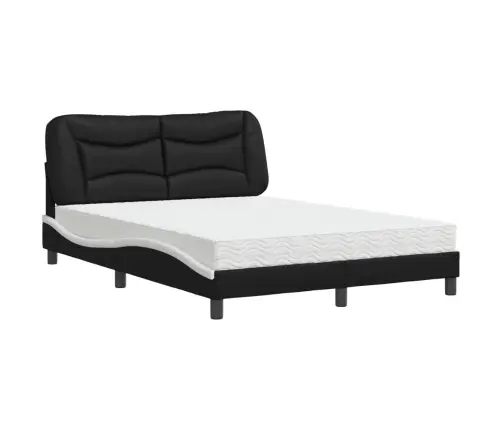 Lova Su Čiužiniu, Hvar, Juoda Ir Balta, 120X200cm Dirbtinė Oda