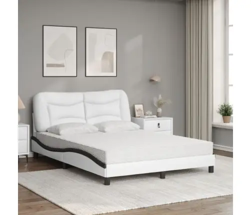 Lova Su Čiužiniu, Hvar, Balta Ir Juoda, 140X200cm Dirbtinė Oda