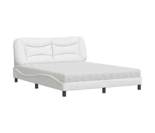 Voodi Madratsiga Hvar, Valge, 160X200 cm Kunstnahk