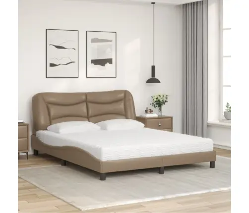 Lova Su Čiužiniu, Hvar, Kapučino Spalvos, 160X200cm Dirbtinė Oda