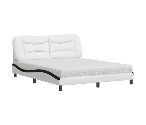 Voodi Madratsiga Hvar, Valge Ja Must, 160X200 cm Kunstnahk