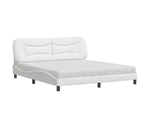 Voodi Madratsiga Hvar, Valge, 180X200, Kunstnahk