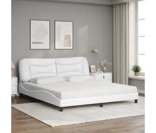 Voodi Madratsiga Hvar, Valge, 180X200, Kunstnahk