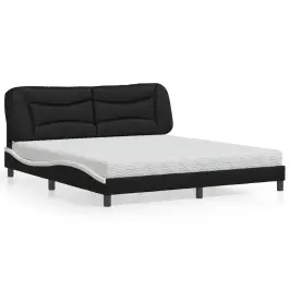 Voodi Madratsiga Hvar, Must Ja Valge, 180X200, Kunstnahk