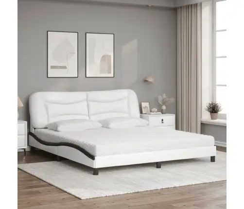 Lova Su Čiužiniu, Hvar, Balta Ir Juoda, 180X200cm Dirbtinė Oda