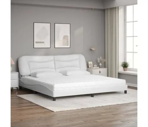 Voodi Madratsiga Hvar, Valge, 200 X 200 cm Kunstnahk