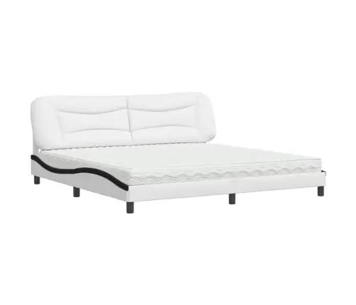 Voodi Madratsiga Hvar, Valge Ja Must, 200 X 200 cm Kunstnahk