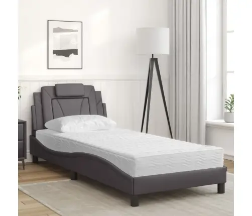 Gulta Ar Matraci, Pelēka, 80X200 Cm, Mākslīgā Āda Vidaxl