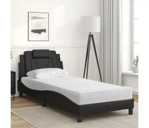 Gulta Ar Matraci, Melna, 90X190 Cm, Mākslīgā Āda Vidaxl