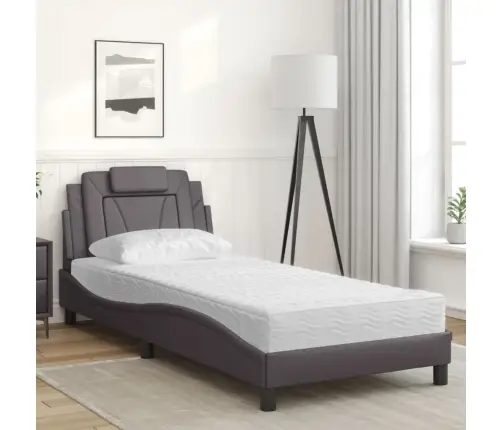 Gulta Ar Matraci, Pelēka, 90X190 Cm, Mākslīgā Āda Vidaxl