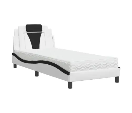 Gulta Ar Matraci, Balta Un Melna, 90X190 Cm, Mākslīgā Āda Vidaxl