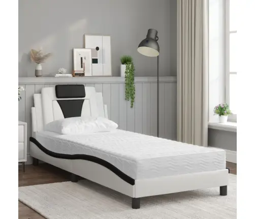 Gulta Ar Matraci, Balta Un Melna, 90X190 Cm, Mākslīgā Āda Vidaxl