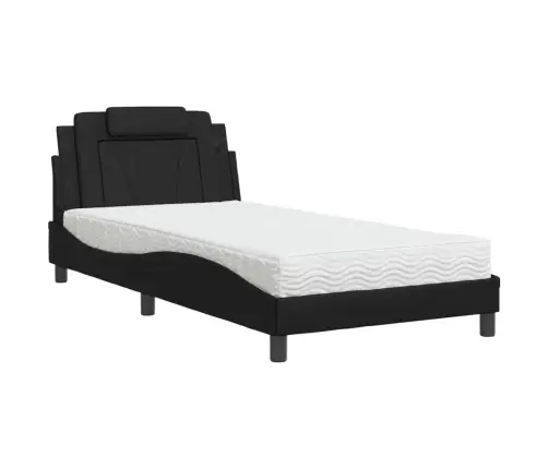 Lova, Viana, Su Čiužiniu, Juodos Spalvos, 100X200cm Dirbtinė Oda