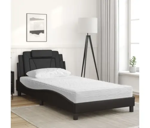 Lova, Viana, Su Čiužiniu, Juodos Spalvos, 100X200cm Dirbtinė Oda