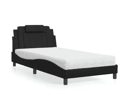 Lova, Viana, Su Čiužiniu, Juodos Spalvos, 100X200cm Dirbtinė Oda