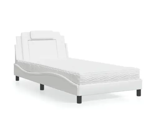 Gulta Ar Matraci, Balta, 100X200 Cm, Mākslīgā Āda Vidaxl