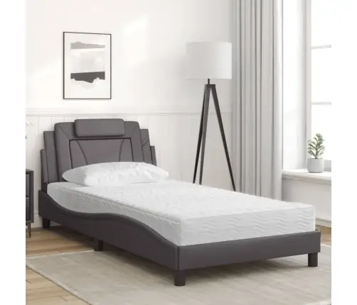 Voodi Viana Koos Madratsiga, Hall, 100X200 cm Kunstnahk