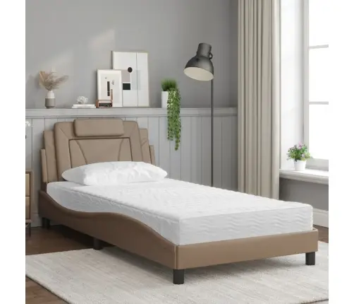 Gulta Ar Matraci, Kapučīno, 100X200 Cm, Mākslīgā Āda Vidaxl