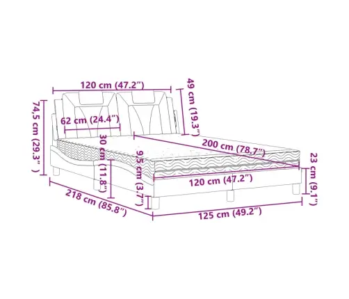 Lova, Viana, Su Čiužiniu, Kapučino Spalvos, 120X200cm Dirbtinė Oda