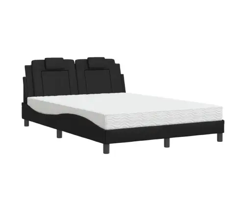 Gulta Ar Matraci, Melna, 140X190 Cm, Mākslīgā Āda Vidaxl