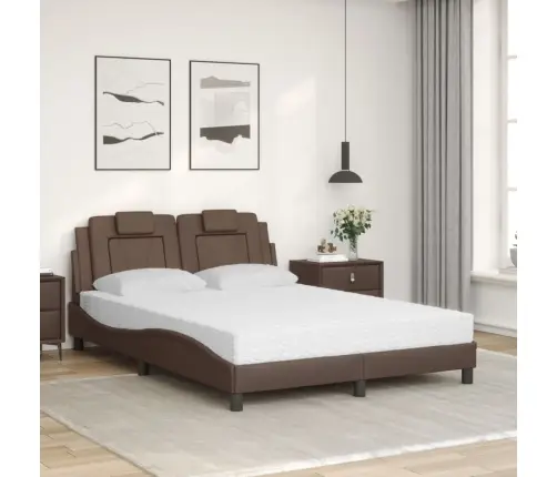 Lova, Viana, Su Čiužiniu, Rudos Spalvos, 140X190cm Dirbtinė Oda