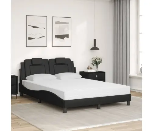 Lova, Viana, Su Čiužiniu, Juodos Spalvos, 140X200cm Dirbtinė Oda