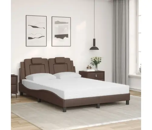 Voodi Viana Koos Madratsiga, Pruun, 140X200 cm Kunstnahk