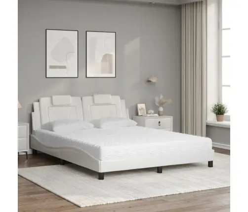 Lova, Viana, Su Čiužiniu, Baltos Spalvos, 160X200cm Dirbtinė Oda