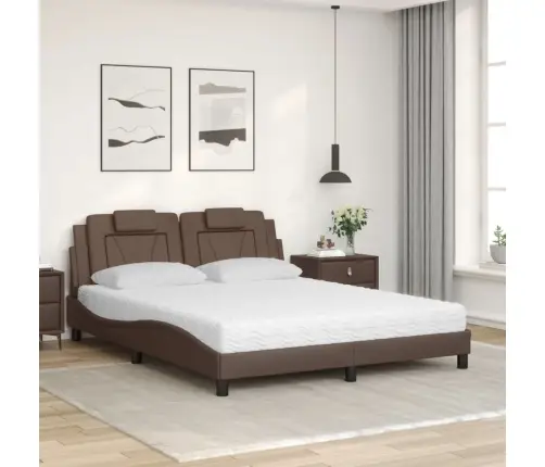 Lova, Viana, Su Čiužiniu, Rudos Spalvos, 160X200cm Dirbtinė Oda