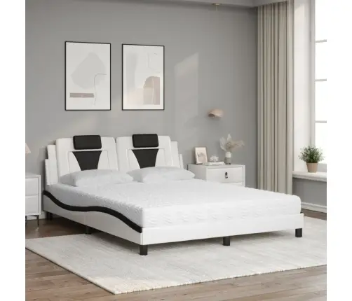 Lova, Viana, Su Čiužiniu, Balta Ir Juoda, 160X200cm Dirbtinė Oda