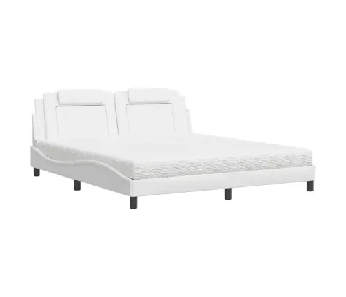 Gulta Ar Matraci, Balta, 180X200 Cm, Mākslīgā Āda Vidaxl