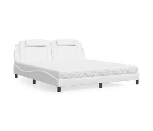 Gulta Ar Matraci, Balta, 180X200 Cm, Mākslīgā Āda Vidaxl