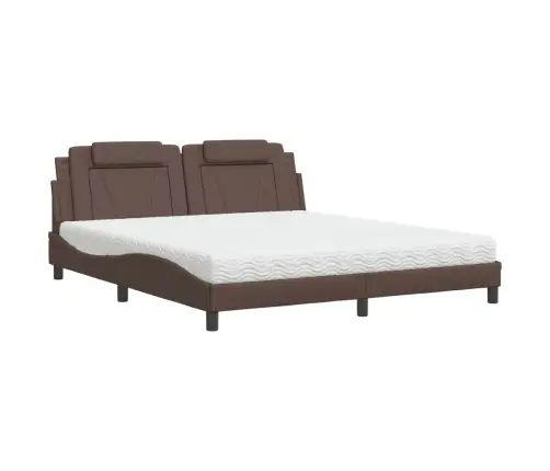 Gulta, Viana, Ar Matraci, Brūna, 180X200 Cm, Mākslīgā Āda Vidaxl