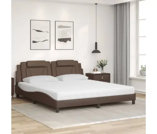 Gulta, Viana, Ar Matraci, Brūna, 180X200 Cm, Mākslīgā Āda Vidaxl