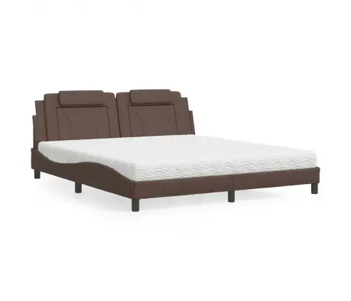 Gulta, Viana, Ar Matraci, Brūna, 180X200 Cm, Mākslīgā Āda Vidaxl