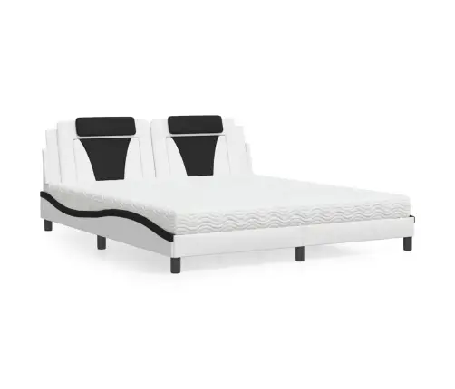 Lova, Viana, Su Čiužiniu, Balta Ir Juoda, 180X200cm Dirbtinė Oda