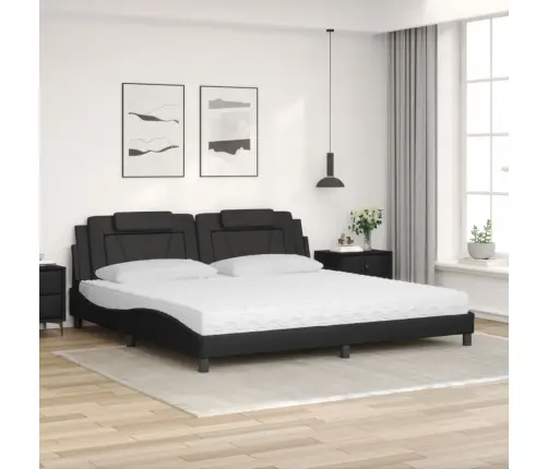 Lova, Viana, Su Čiužiniu, Juodos Spalvos, 200X200Cm Dirbtinė Oda