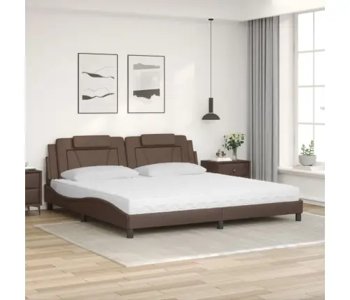 Gulta Ar Matraci, Brūna, 200X200 Cm, Mākslīgā Āda Vidaxl