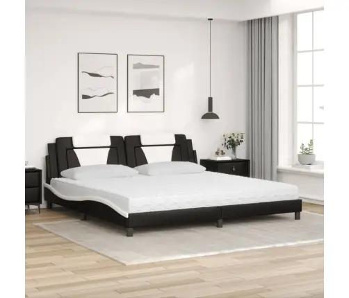 Lova, Viana, Su Čiužiniu, Juoda Ir Balta, 200X200cm Dirbtinė Oda