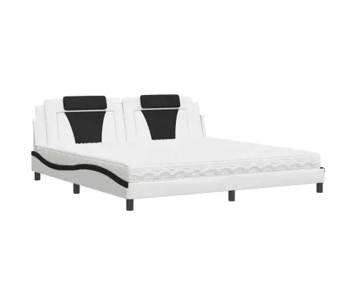 Lova, Viana, Su Čiužiniu, Balta Ir Juoda, 200X200Cm Dirbtinė Oda