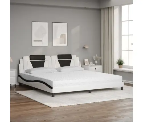 Lova, Viana, Su Čiužiniu, Balta Ir Juoda, 200X200Cm Dirbtinė Oda