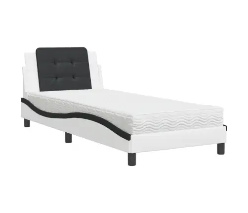 Voodiraam Ilma Madratsita Zadar, Valge Ja Must, 100X200, Kunstnahk