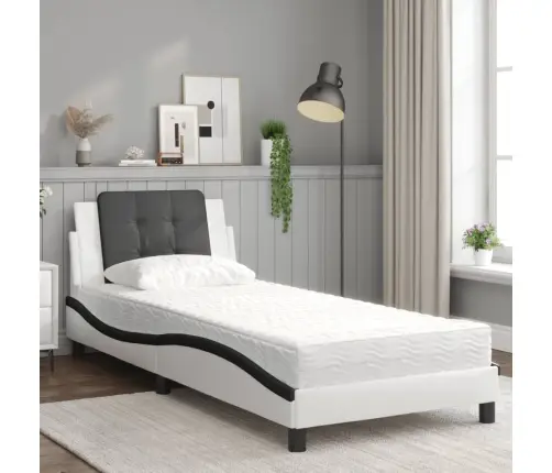 Voodiraam Ilma Madratsita Zadar, Valge Ja Must, 100X200, Kunstnahk