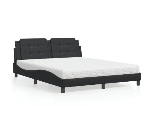 Gulta Ar Matraci, Melna, 160X200 Cm, Mākslīgā Āda Vidaxl