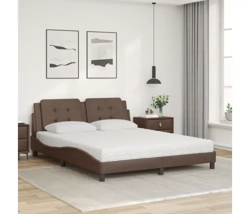 Voodi Madratsiga Zadar, Pruun, 160X200 cm Kunstnahk