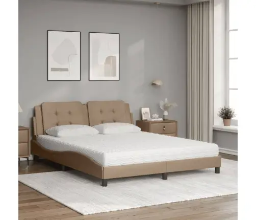 Gulta Ar Matraci, Kapučīno, 160X200 Cm, Mākslīgā Āda Vidaxl