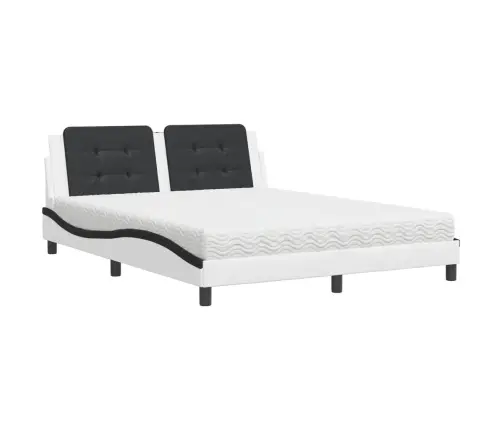 Voodi Madratsiga Zadar, Valge Ja Must, 160X200 cm Kunstnahk